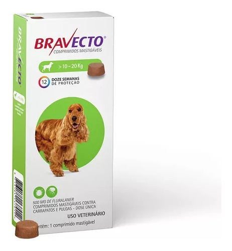 Antipulgas Carrapatos Bravecto De 10 A 20 Kg