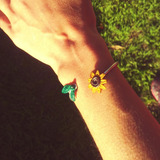 Pulsera Girasol Tejido Con Armazón Fantasía Ajustable