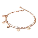 Pulseras De Corazón Para Mujer, Joyería De Acero Inoxidable