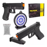 Airsoft Glock 17 Kit 2 Pistolas V307 Spring 6mm + Alvo Gel