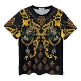 Playera Estampada Con Leones Oro Dorado Y Diamantes