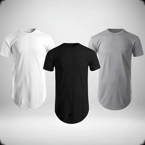 Kit C\u002F3 Un Camisas Blusas Masculinas Long Line Estilosa Lisa | MercadoLivre