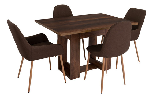 Mesa Comedor + 2 Sillas Sin Brazo + 2 Sitials - Caramelo/caf