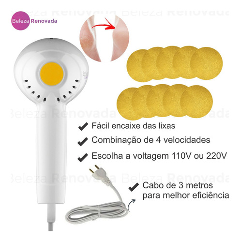 Pedicuro Eletrico Taiff Soft Esfoliador Lixador Para Os Pés Momento De Aplicação Dia/noite Tipo De Pele Removedor Calos Perfeito Para Suavizar Calosidades E Fissuras