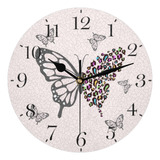 Reloj De Pared Animal Mariposa Silencioso Estampado De Leopa