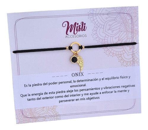 Pulsera Ala Y Piedra Natural - Cuarzo A Elección Misli 