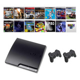 Playstation 3 Ps3 Com 2 Controles 72 Jogos Originais + Gta 5 + Pes 2018 + Fifa 19 + God Of War + The Last Of Us + Resident Evil 6 + Minecraft