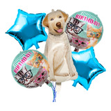 Kit 5 Globos Perrito Labrador Fiesta Cumple Perrhijo Mascota