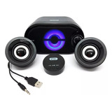 Caixa De Som Subwoofer 2.1 Bluetooth Usb 11w Rms Luz Led