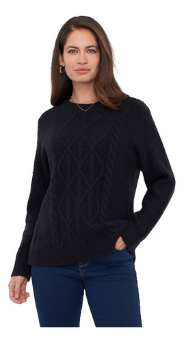 Sweater Mujer Trenzas Negro Corona