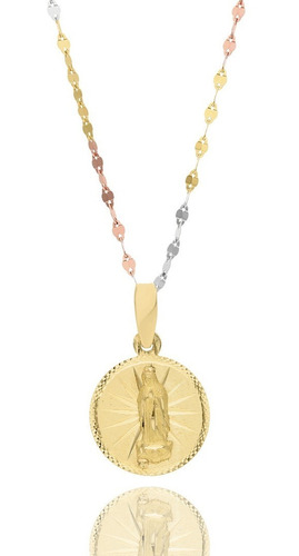 Cadena Medalla Virgen Bautizo Bebe Oro Amarillo 10k