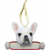 Ornamento De Bulldog Frances Blanco  Santa's Pals  Con Placa