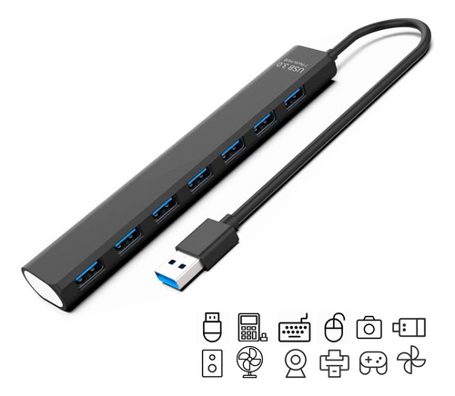 Multi Usb 3.0 Hub Divisor De 7 Puertos Velocidad De 5 Gbps