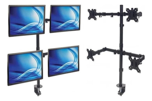 Soporte De Mesa Para 4 Monitores Tv De Escritorio Color Negro