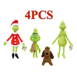 L Muñecas De Peluche Grinch Navideñas, 4 Unidades,