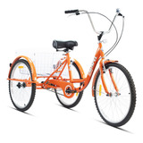 Bicicleta R24 Tricicleta Urbana Naranja Con Canasta Gospel