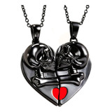 Set 2 Collares Pareja Esqueleto San Valentín Con Imán Amor 