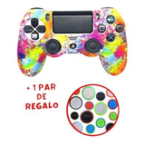 Funda Silicon Compatible Con Control Ps4 Slim Pro + Grips 05