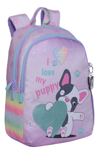 Mochila Escolar Bionica Dog Huellitas Rosado Head