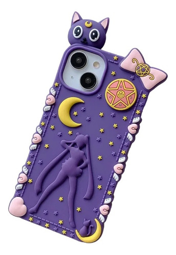 Funda Sailor Moon Cetro Lunar Cristales Arcoíris Para iPhone