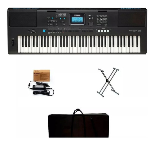 Teclado Organeta Yamaha Psr-ew425 Adaptador + Base + Estuche