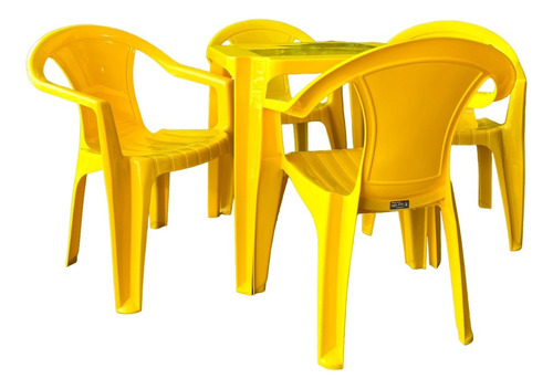 Conjunto De 1 Mesa E 4 Cadeiras De Plástico Coloridas Napoli
