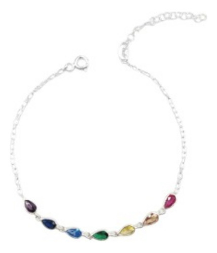 Pulsera Plata 925 Chakra Cubic Multicolor Regalo Mujer