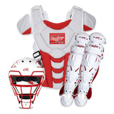 Arreos Equipo Catcher Beisbol Rawlings Velo Blanco Rojo