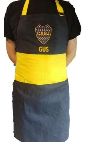 Delantal Boca Juniors Personalizado Bordado Gabardina O Jean