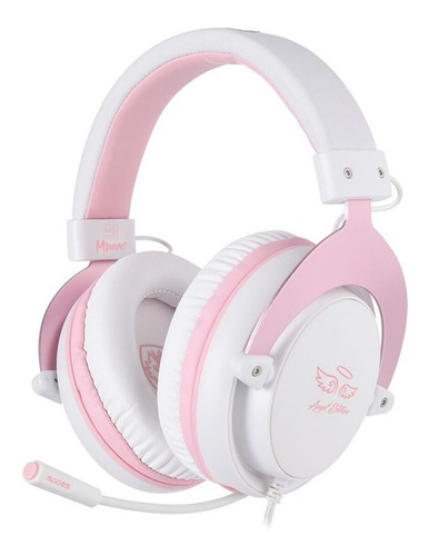 Auriculares Gamer Sades Mpower White Y Pink Con Luz Led
