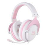 Auriculares Gamer Inalámbricos Sades Mpower White Y Pink Con Luz Led