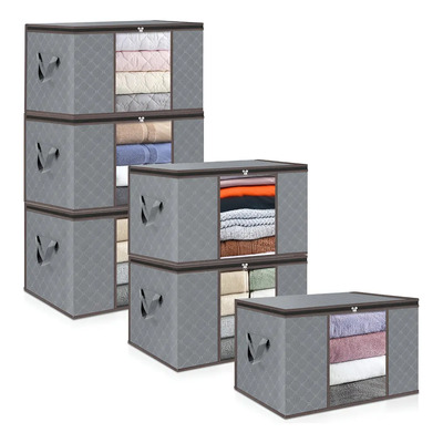 6 Bolsas Organizador Ropa Almacenamiento Sábanas Edredones Color Gris Lisa XTech | MercadoLibre