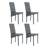 Silla Living Comedor Cocina Set X4 Tapizada Niviko Reforzada Estructura De La Silla Gris Oscuro Asiento Gris Oscuro Diseño De La Tela Cuero Sintético