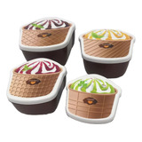 Set Taper X 4 Helado Diseño Apilable Para Vianda Infantil 