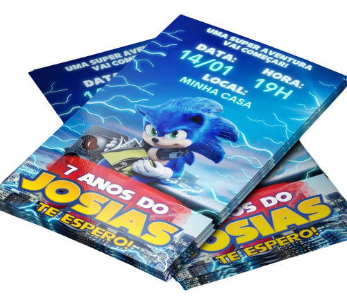 20 Convites Impressos Sonic Mod3