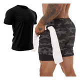 Kit Blusa E Shorts Dry Fit Masculino Fitness Academia Treino