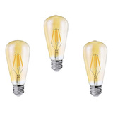 Kit 3 Lâmpadas Led Filamento Retro St64 4w Bivolt E27 2200k