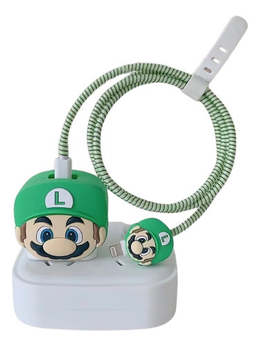 Protector De Cargador Y Cable Para iPhone Luigi Bros
