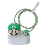 Protector De Cargador Y Cable Para iPhone Luigi Bros