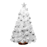 Árbol De Navidad Xl Blanco 1mt C/ Kit 30 Pzas Plata - Sheshu Color Blanco + Kit Plata