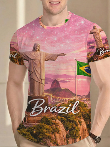 Camiseta Panorámica Del Cristo Redentor De Brasil