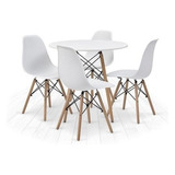 Conjunto Mesa Eiffel Com 4 Cadeiras Eames Sala Jantar Branco