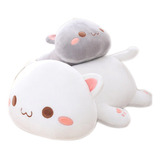 Peluche Peach Gato Mochi Sticker 2pz Blanco Y Gris 30cm