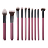 Set De 10 Brochas De Maquillaje Profesional Para Base, Cejas