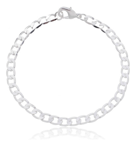 Pulseira Masculina Cordão Grume Banhada A Prata Semijoia