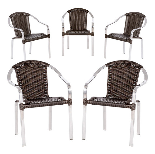 Cadeira De Piscina Em Aluminio E Fibra Toquio 5 Unidades