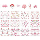 Pack De 12 Sticker Al Agua ( Flores Rosadas)