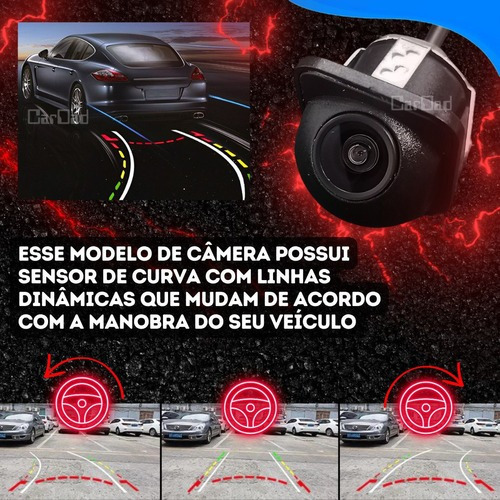 Camera De Re Automotiva Tartaruga C/ Sensor De Curva Techone