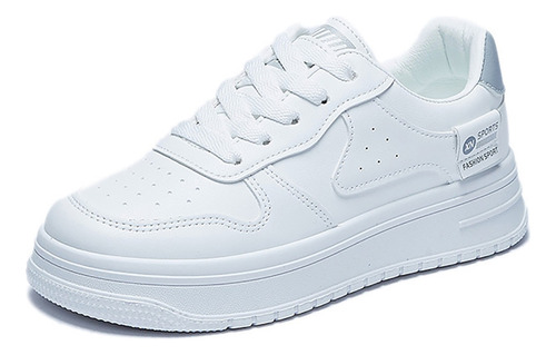 Zapatos Blancos Informales Clásicos De Cuero Pu Para Mujer