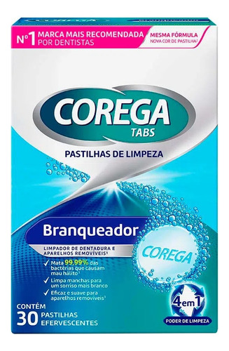 Corega Tabs Branqueador Com 30 Pastilhas